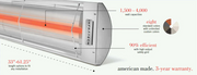 Infratech C-Series 2,600W 48" Outdoor Electric Patio Heater – Single Element, Marine Grade, 208V/240V/277V/480V