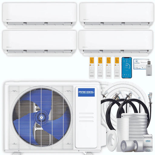 MRCOOL DIY 5th Gen 4-Zone 33,000 BTU Ductless Mini-Split Heat Pump System with Pre-Charged Line Sets (6K+6K+9K+12K)