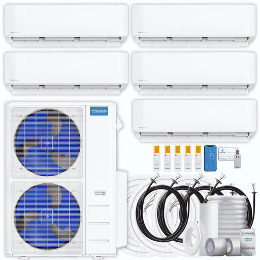 MRCOOL DIY 5th Gen 5-Zone 51,000 BTU Ductless Mini-Split Heat Pump System with Pre-Charged Line Sets (6K+6K+6K+9K+24K)
