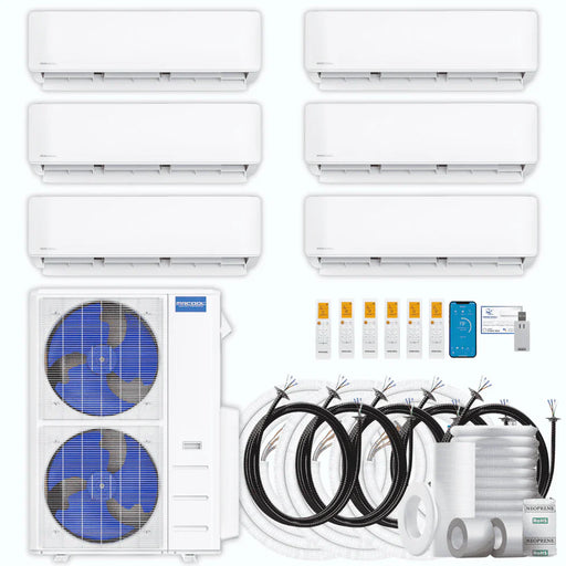 MRCOOL DIY 5th Gen 6-Zone 54,000 BTU Ductless Mini-Split Heat Pump System with Pre-Charged Line Sets (9K+9K+9K+9K+9K+9K)