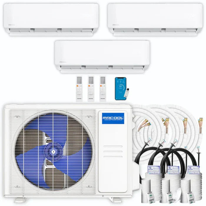 MRCOOL DIY 5th Gen 3-Zone 30,000 BTU Ductless Mini-Split Heat Pump System with Pre-Charged Line Sets (9K+9K+12K)
