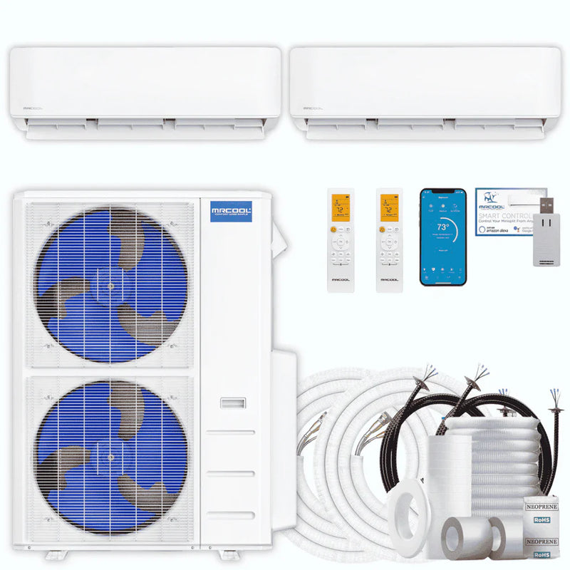 MRCOOL DIY 5th Gen 2-Zone 36,000 BTU Ductless Mini-Split Heat Pump System with Pre-Charged Line Sets (12K+24K)